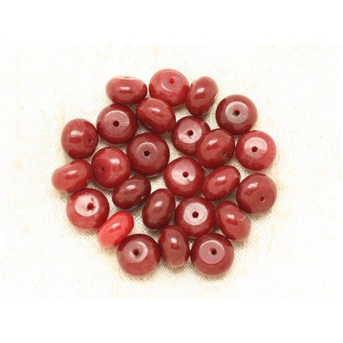 10pc - Perles de Pierre - Jade Rondelles 10x6mm Rouge Bordeaux   4558550000255