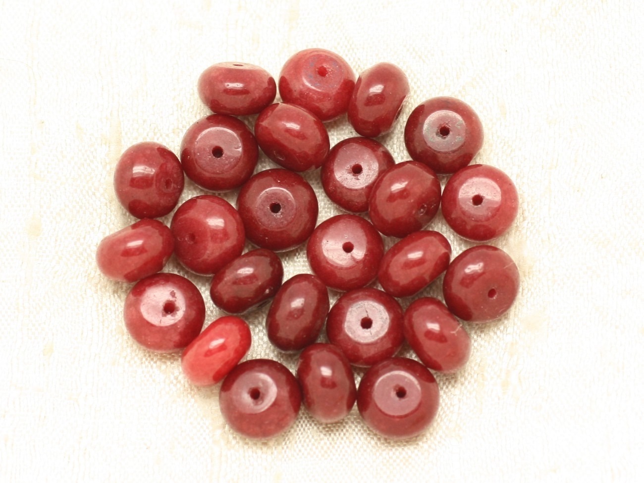 4pc - Perles Pierre - Jade Rondelles 10x6mm Rouge Cerise Bordeaux - 4558550000255