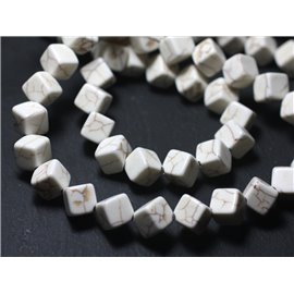 20pc - Cubos de cuentas de turquesa sintéticas 8x8mm Blanco crema 4558550000323 