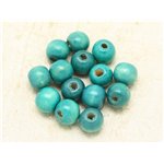 10pc - Perles Bois Boules 12-14mm Bleu Turquoise   4558550000361