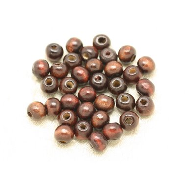 40pc - Perles Bois Rondelles 6x4mm Marron   4558550000378