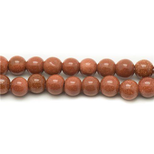 10pc - Perles Pierre de Soleil Synthèse Orange Marron Boules 10mm  4558550028280 