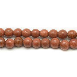 10pc - Perles Pierre de Soleil Synthèse Orange Marron Boules 10mm  4558550028280 