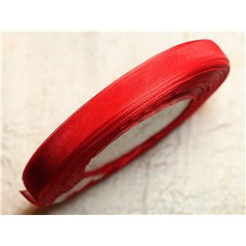 1Stk - Rolle 45 Meter - Rotes Organza-Gewebeband 10mm 4558550007445 