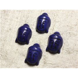 2pc - Buddha Bead 29mm Synthetic Turquoise Night Blue 4558550000644 