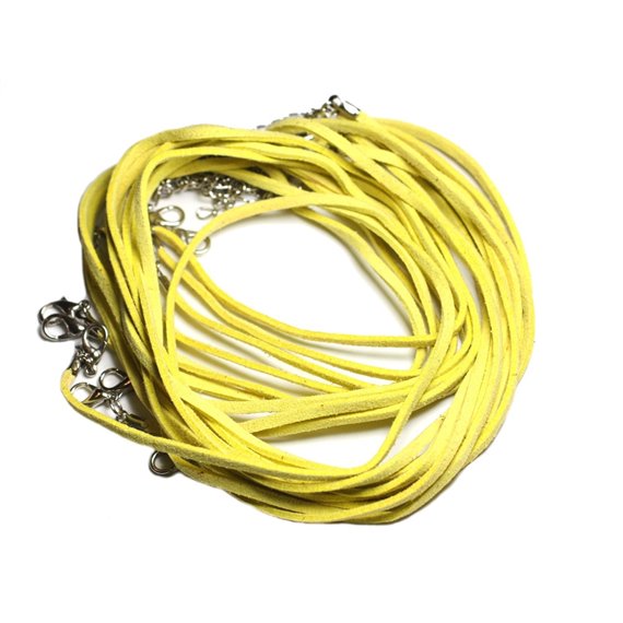 5pc - Colliers Tours de cou 45cm Suédine Jaune 2x1mm   4558550000651 