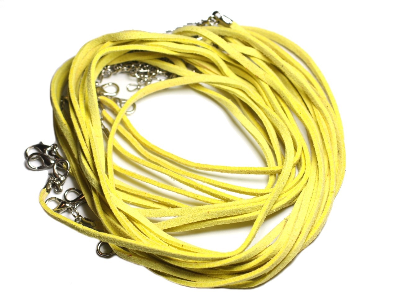 5pc - Colliers Tours de cou 45cm Suédine Jaune 2x1mm   4558550000651 