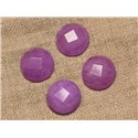 1pc - Cabochon Pierre - Jade Facettée Rond 20mm Violet Rose   4558550001122