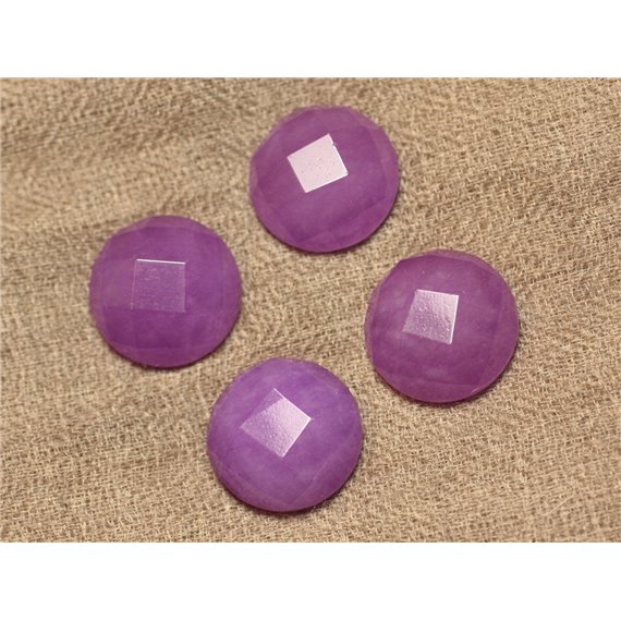 1pc - Cabochon Pierre - Jade Facettée Rond 20mm Violet Rose   4558550001122