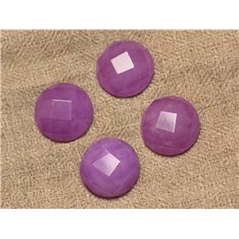 1pc - Cabochon Stone - Faceted Jade Round 20mm Purple Pink 4558550001122