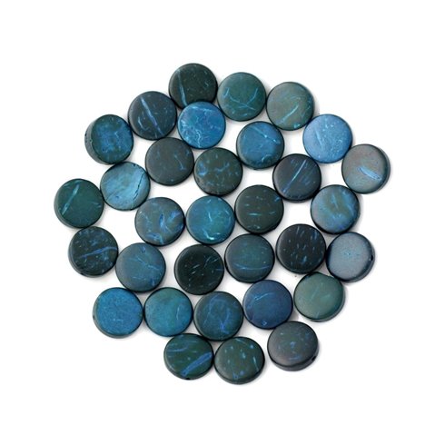 20pc - Perles Bois de Coco Palets 10-11mm Bleu Vert   4558550001191