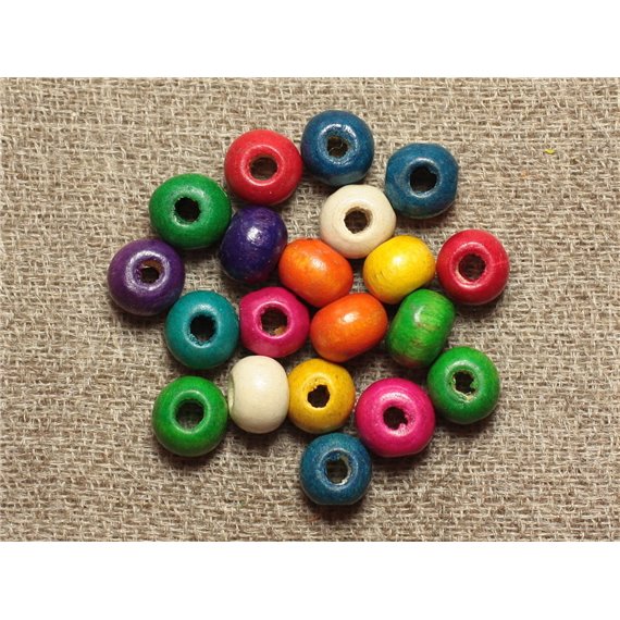 40pc - Perles Bois Rondelles 6x4mm Multicolores   4558550001214