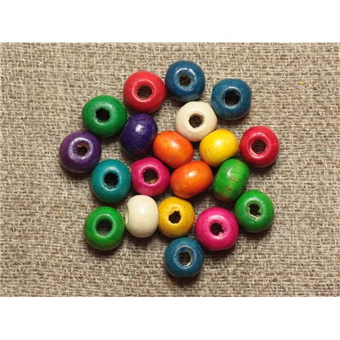 40pc - Perles Bois Rondelles 6x4mm Multicolores   4558550001214