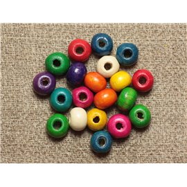 40pc - Wooden Beads Rondelles 6x4mm Multicolored 4558550001214