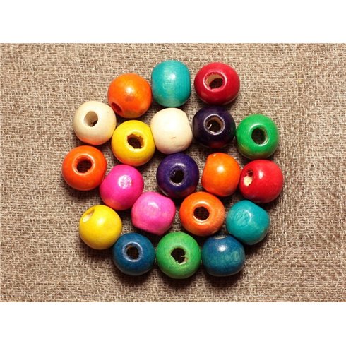 20pc - Perles Bois Boules 8mm Multicolores   4558550001238