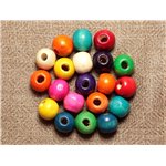 20pc - Perles Bois Boules 8mm Multicolores   4558550001238
