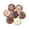 10pc - Perles Bois de Coco Rondelles 25mm Marron -  4558550001245 