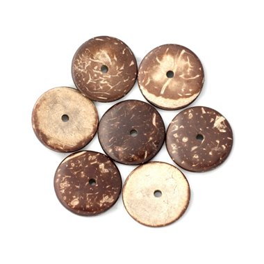 10pc - Perles Bois de Coco Rondelles 25mm Marron -  4558550001245 