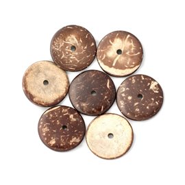 10pz - Perline in legno di cocco 25mm Rondelles Brown - 4558550001245 