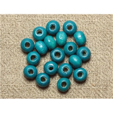 40pc - Perles Bois Rondelles 6x4mm Bleu Vert Turquoise   4558550001252