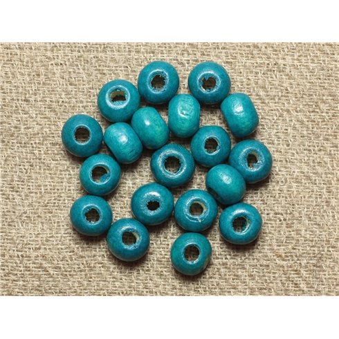 40pc - Perles Bois Rondelles 6x4mm Bleu Vert Turquoise   4558550001252