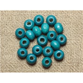 40pc - Wood Beads Rondelles 6x4mm Blue Green Turquoise 4558550001252