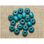 40pc - Perles Bois Rondelles 6x4mm Bleu Vert Turquoise   4558550001252