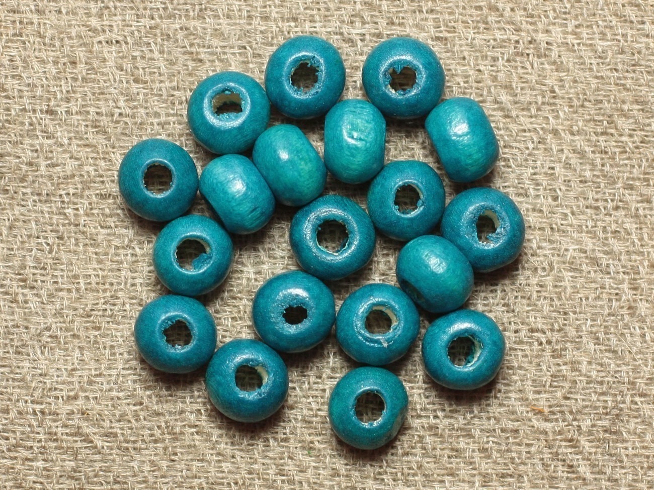 40pc - Perles Bois Rondelles 6x4mm Bleu Vert Turquoise   4558550001252