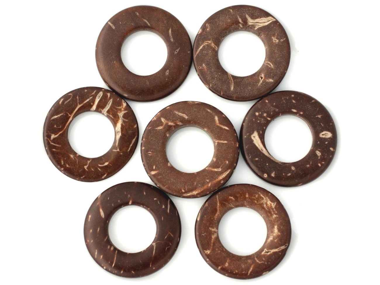 20pc - Perles Bois de Coco Donuts Cercles 20mm Marron   4558550001269