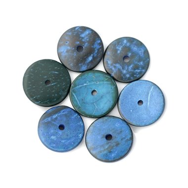 10pc - Perles Bois de Coco Rondelles 25mm Bleu - 4558550001283 