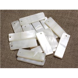 8pc - Charms Beads White Mother of Pearl Pendants Rectangles 30mm 4558550001313 