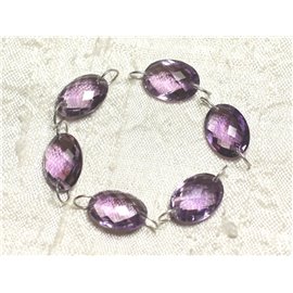 1Stk - Perlenkomponente Stein und Silber 925 - Facettierter ovaler Amethyst 14x10mm 4558550001511 