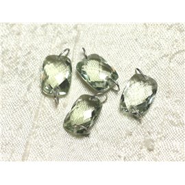 1pc - Componente de piedra y plata 925 - Rectángulo facetado de prasiolita 14x10mm 4558550001559