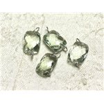 1pc - Perle Composant Pierre et Argent 925 - Prasiolite Rectangle Facetté 14x10mm   4558550001559