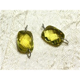 1pc - Stone Component Bead and 925 Silver - Lemon Topaz Faceted Rectangle 14x10mm 4558550001573