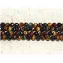 10pc - Perles de Pierre - Oeil de Tigre Taureau Faucon Boules Facettées 6mm   4558550001627