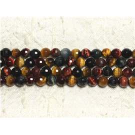 10pc - Stone Beads - Tiger Eye Taurus Falcon Faceted Balls 6mm 4558550001627