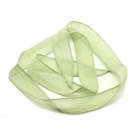 1pc - Hand-dyed Silk Ribbon Necklace 85 x 2.5cm Almond Green (ref SOIE161) 4558550001702 