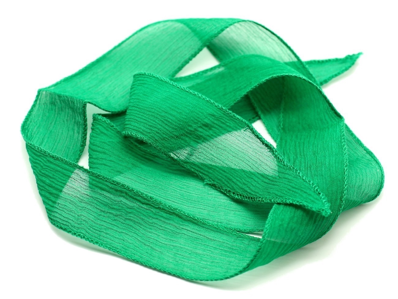 1pc - Collier Ruban Soie teint à la main 85 x 2.5cm Vert Empire (ref SOIE165)   4558550001757 