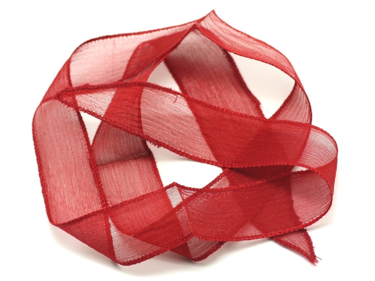 1pc - Collier Ruban Soie teint à la main 85 x 2.5cm Rouge Cerise (ref SOIE173)   4558550001849 