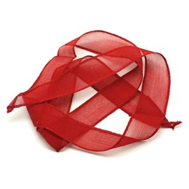 1pc - Collar de cinta de seda teñida a mano 85 x 2,5 cm Rojo amapola (ref SOIE172) 4558550001863 