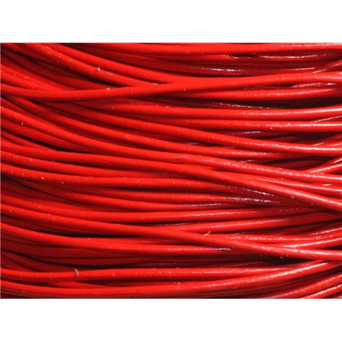 5m - Cordon Cuir Véritable Rouge 2mm   4558550001887 