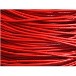 5m - Cordon Cuir Véritable Rouge 2mm   4558550001887 