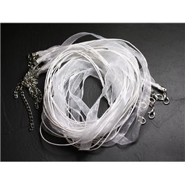 10Stk - Halsketten Halsketten Organza und Baumwolle 47cm Weiß 4558550001931 