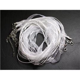 10pc - Collares de organza y algodón 47cm Blanco 4558550001931 