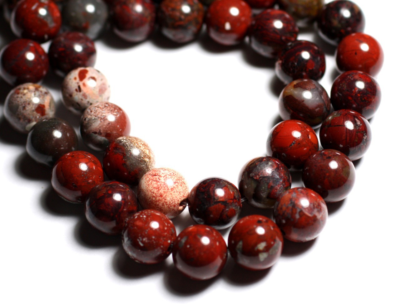 4pc - Perles de Pierre - Jaspe Rouge poppy Boules 12mm - 4558550027108 