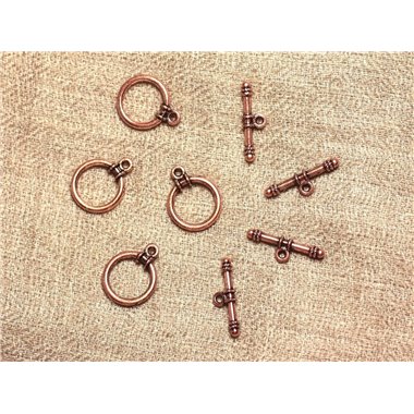 10pc - Fermoirs Toggle T Métal Cuivre Qualité Rond 13mm   4558550002150