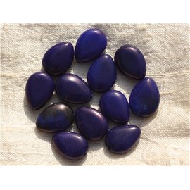 4Stk - Steinperlen - Jade flache Tropfen 18x13mm Royal Midnight Blue - 4558550002174