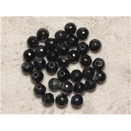 2pc - Stone Beads Drill 2.5mm - Faceted Falcon Eye 10mm 4558550002266