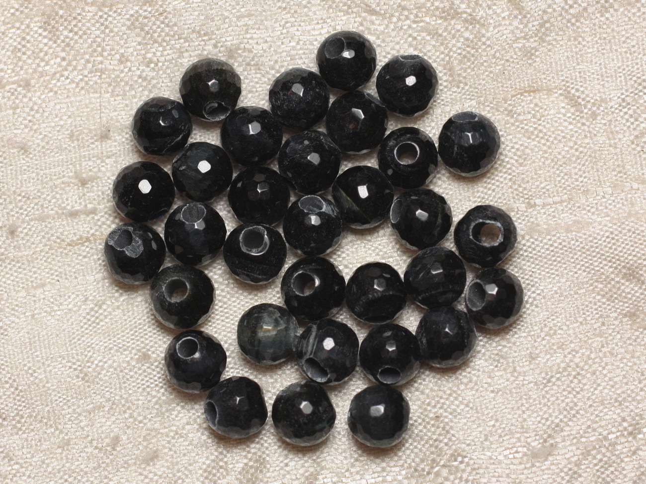 2pc - Perles de Pierre Perçage 2.5mm - Oeil de Faucon Facetté 10mm   4558550002266